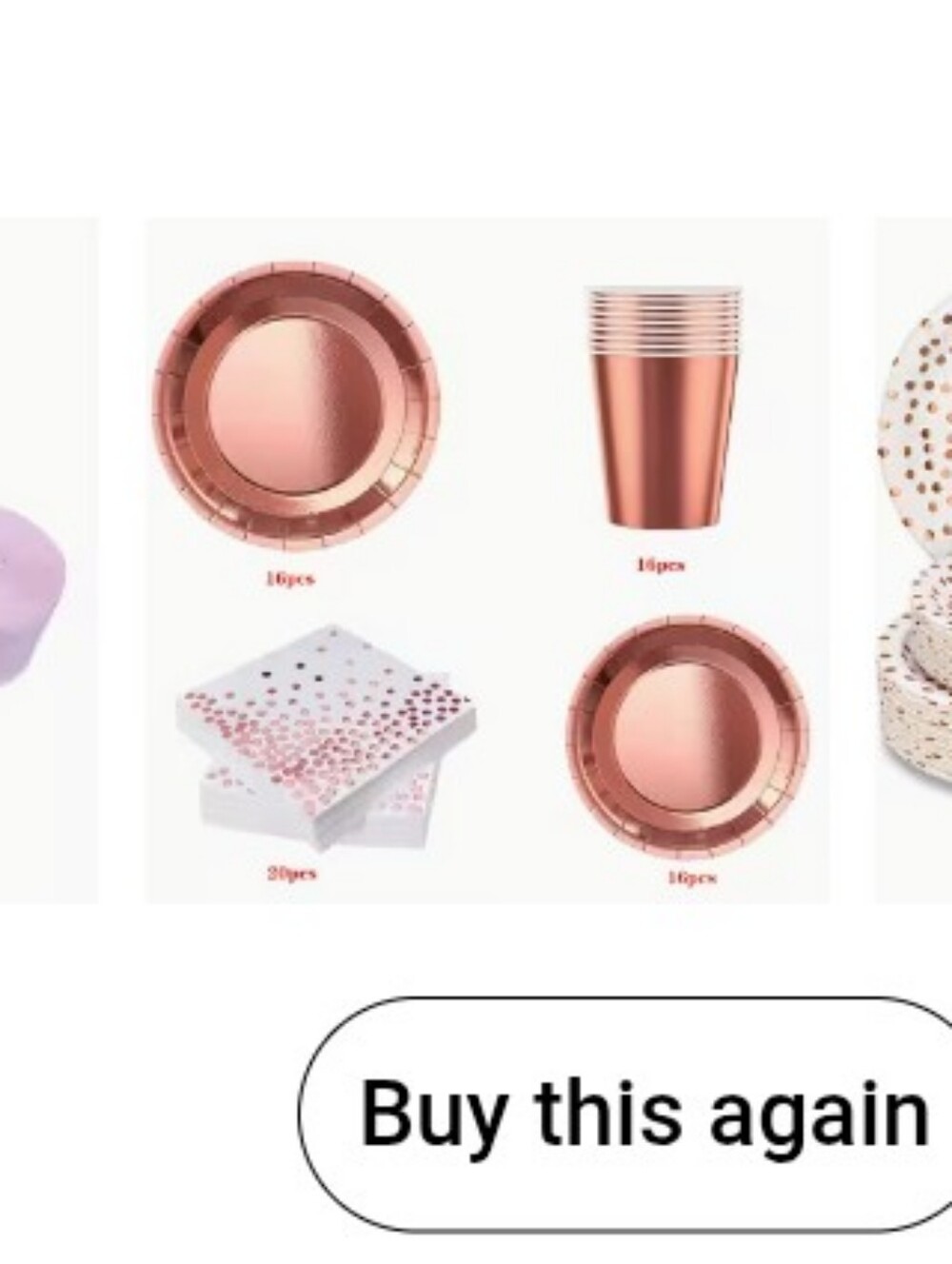 Rose Gold Party Tableware Set - Plates, Cups, Napkins & Utensils